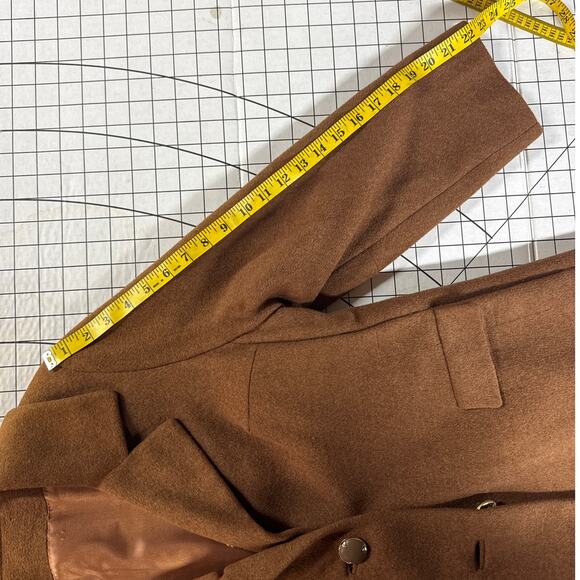 Shagmoor Vintage ILGWU Made Brown Wool Long Trench Coat Jacket Women Medium - Picture 8 of 13